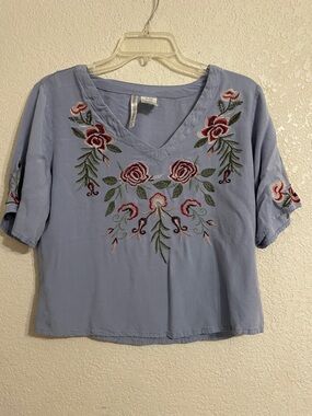 Forgotten Grace Embroidered V-Neck Floral Top
